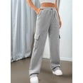 thumbnail image 5 of Womens Cargo Sweatpants Baggy Fleece High Waisted Joggers Sweat Pants Athletic Pants Light Gray S, 5 of 8