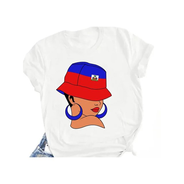 Haiti Pride Cotton T-Shirt-Men'S Casual Crew Neck with Haitian Flag Print, Breathable & Machine Washable for All Seasons