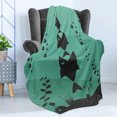 thumbnail image 4 of Fishing Soft Flannel Fleece Throw Blanket, Big Fish Eats Little Small in Bubbles Underwater Ocean Symbolic Food Theme, Cozy Plush for Indoor and Outdoor Use, 50" x 70", Teal Grey, by Ambesonne, 4 of 5