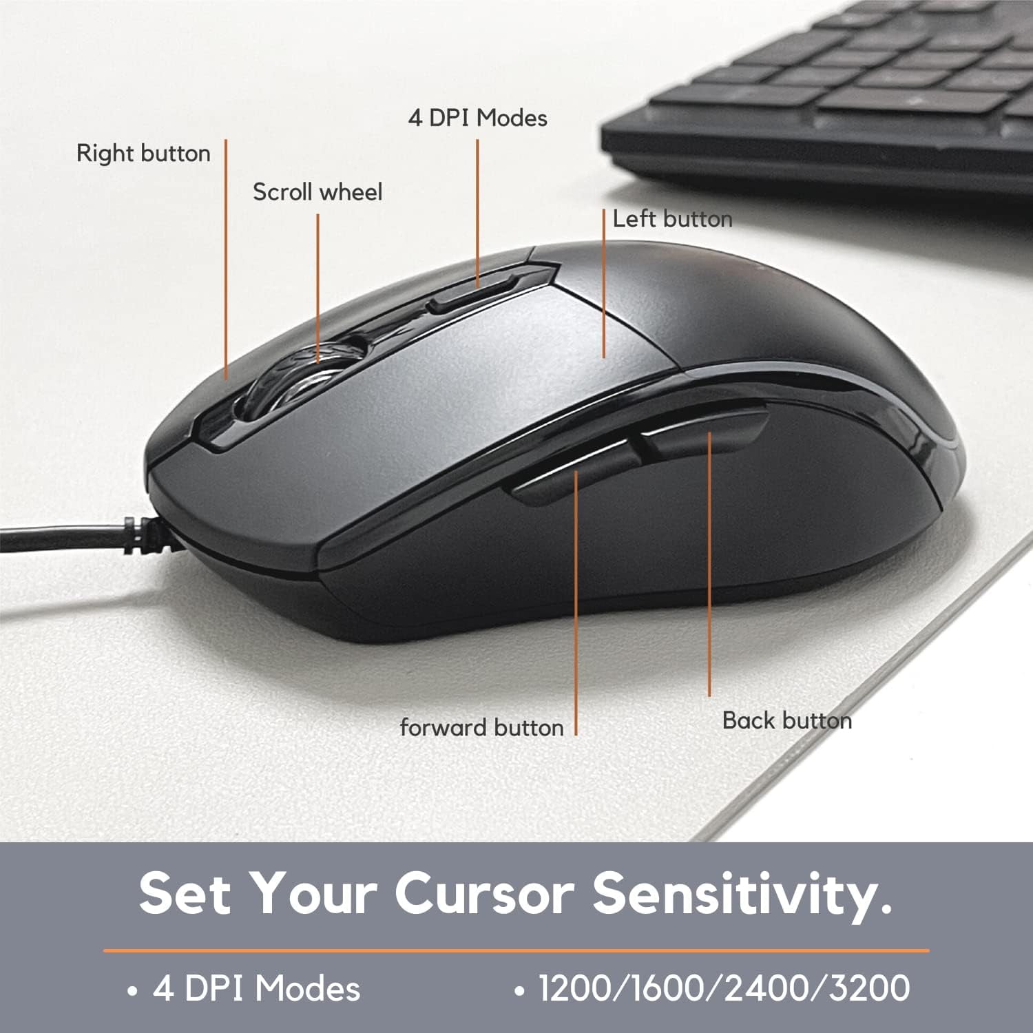 X9 Performance Large Print Keyboard and Mouse Combo - Easy to See Lighted Big Print Letters - USB Wired Backlit Keyboard and Mouse - Light Up Key Keyboard for Elderly, Low Vision, Visually Impaired