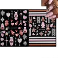 thumbnail image 1 of Pegatinas navideñas 5D en relieve para uñas, autoadhesivas, con diseño de copos de nieve y Papá Noel, ideales para manicura navideña DIY (rosa)., 1 of 5