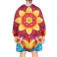 thumbnail image 2 of Rainbow Tie Dye Mandala Pattern Wearable Oversized Blanket,Wearable Blanket Hoodie for Adults,Cozy Hooded Blankets with Super Pockets,Super Warm Fuzzy Pullover for Women & Men, 2 of 6