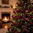 thumbnail image 4 of STPToys 44Pcs Christmas Burgundy Velvet Ornament Balls Assorted Sizes With Hanging Loops For Xmas Tree Holiday Home Decor, 4 of 9