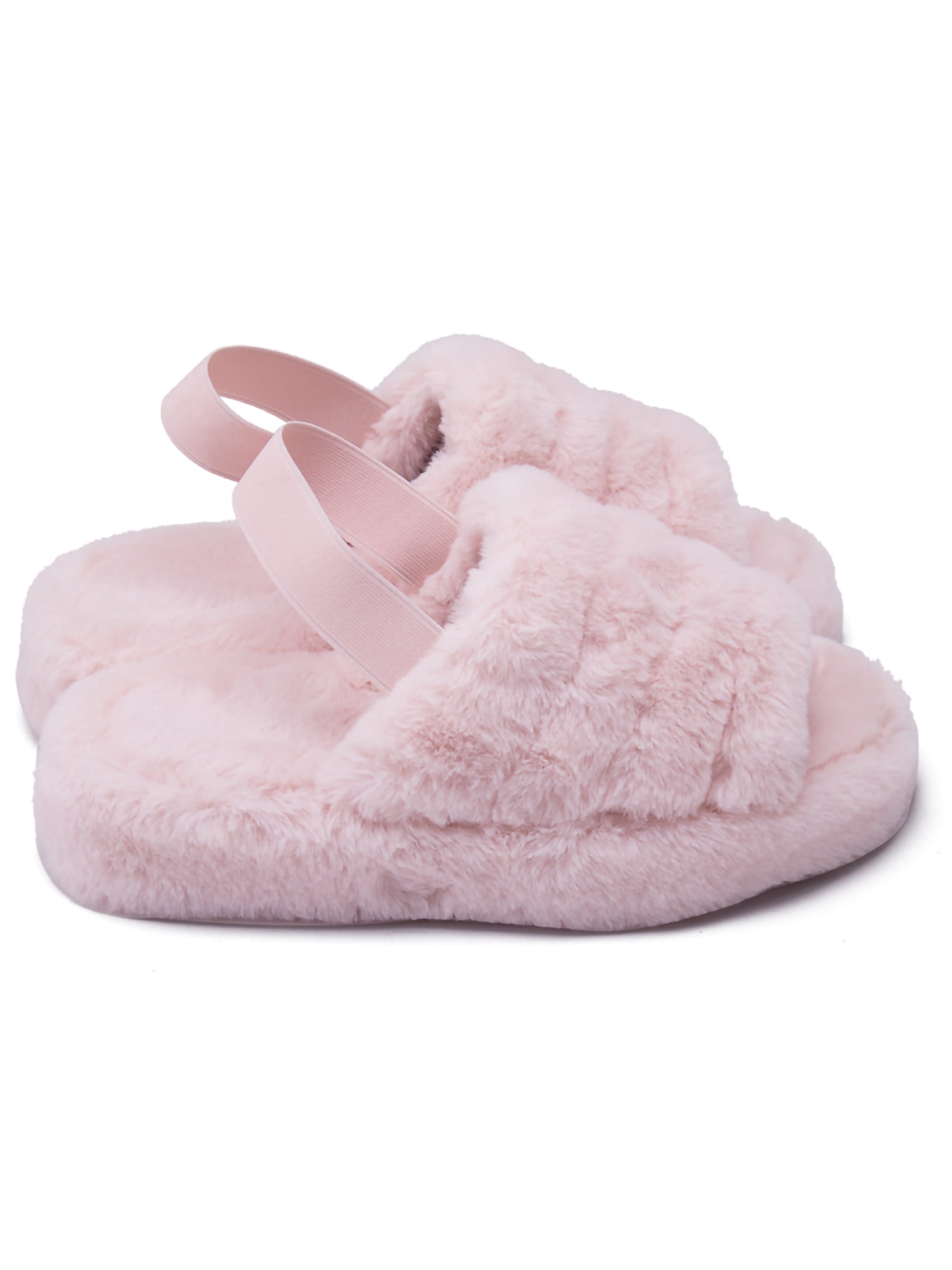 womens fluffy slider slippers