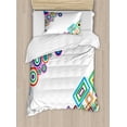 thumbnail image 1 of Abstract Twin Size Duvet Cover Set, Circle and Square Rectangle Forms in Different Colors Stylish Artistic Image, Decorative 2 Piece Bedding Set with 1 Pillow Sham, Multicolor, by Ambesonne, 1 of 3