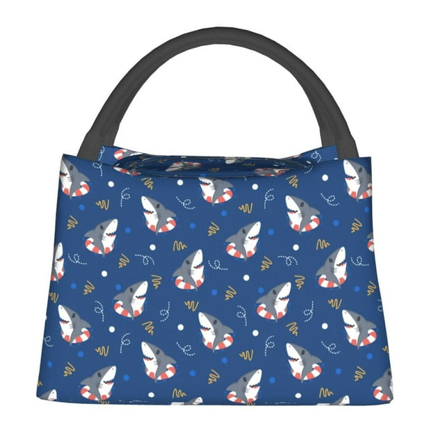 Easygdp Cute Shark Bolsa de Almuerzo Insulada Reutilizable, Bolsa de Mano y Bandolera para Oficina, Trabajo, Viajes