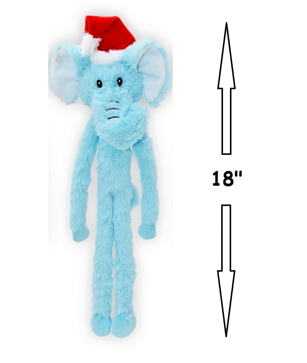 Long Dog Toys Super Cute 18 Inch Swinging Interactive Santa Hat Holiday Animals (One Random Toy - Discounted)