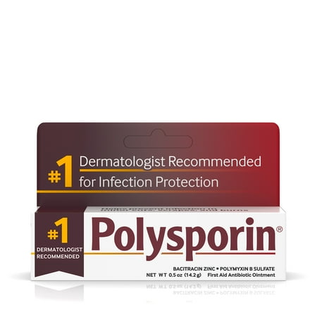 Polysporin (Bacitracin Zinc/Polymyxin B Sulfate) First Aid Antibiotic Ointment Without Neomycin, Travel Size, 0.5 oz tube