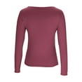 thumbnail image 3 of Women's Solid Color Undershirt Shirts Basic Square Neck Long Sleeve Fall Winter Pullover Tops, 3 of 3
