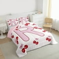 thumbnail image 3 of Feelyou Princess Monogrammed R Full Size Comforter Sets, Fashion Ribbon Cherry Bedding Comforter Set, Teens Kids Girls Women Reversible Bedding Sets, Breathable Home Decor, 3-Piece, 3 of 8