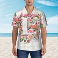 thumbnail image 4 of Letter L Flower Graphic Hawaiian Shirts For Men, Summer Short-Sleeve Relaxed-Fit Button-Down Shirts Small, 4 of 9