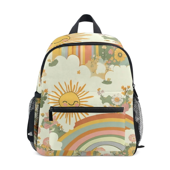 FORMRS School Backpack with Front Zippered Pocket 12" Student Travel Daypack, Beige Clouds