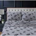 thumbnail image 4 of Tribeca Living 200-GSM Heavyweight Cotton Flannel Printed Pillowcases (Set of 2) deer toile navy King French Country, 4 of 5