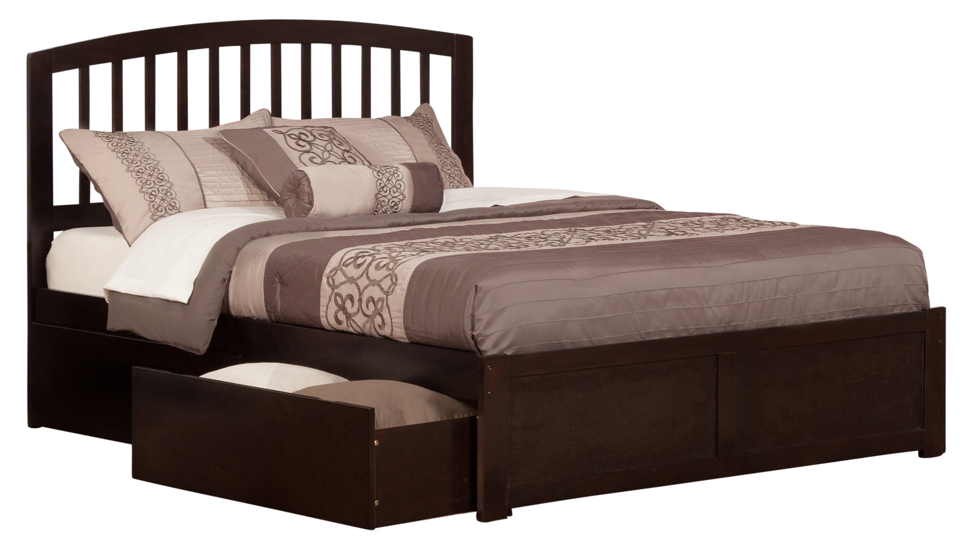 Richmond Platform Bed with Flat Panel Foot Board and 2 Urban Bed Drawers in, Multiple Colors and Sizes