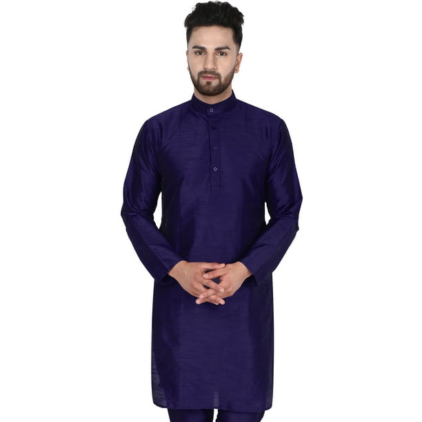 SKAVIJ Men s Art Silk Long Shirt Indian Casual Kurta Party Dress