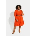 thumbnail image 5 of CASSIE LIZ Plus Size Womens Dresses Casual Orange Fall Sweater Dresses Fashion Midi Elastic Waist Dresses Long Sleeve Elegant V Neck Loose Fit Winter Dress with Pocket XL 14W 16W, 5 of 8