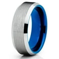 thumbnail image 2 of Silly Kings Jewelry 8mm Black Tungsten Carbide Ring Brushed Center Beveled Edge Band (6) (6), 2 of 6
