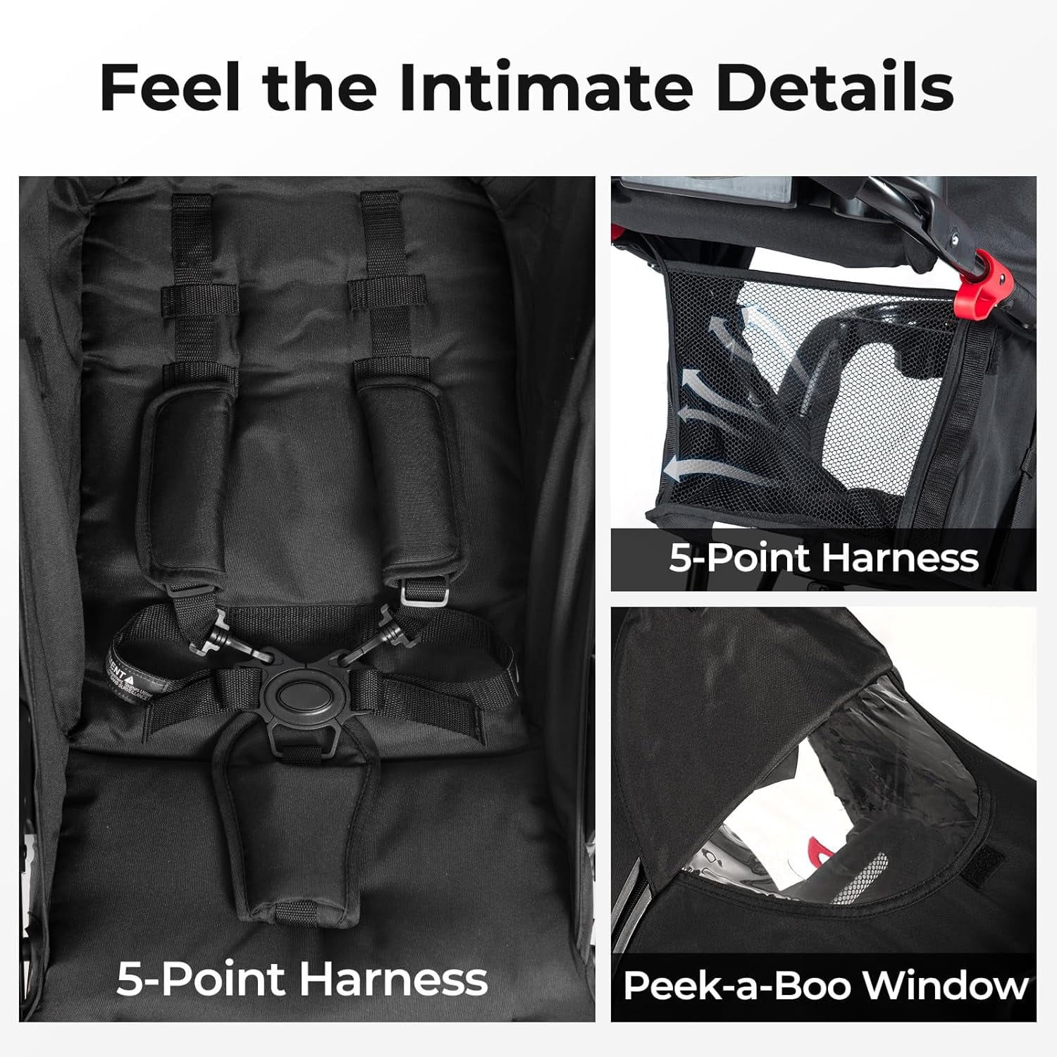 INFANS Jogging Stroller, Jogger Travel System with Shock Absorbing Suspension Dining Plate Cup Holder Adjustable Backrest, Lightweight Baby Strollers for Newborn