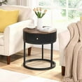 thumbnail image 1 of 19.68" Modern Nightstand with Drawer, Marble Round End Table with Storage, Small Night Stands for Small Spaces, Side Table for Living Room, Bedroom, Office (Black), 1 of 1