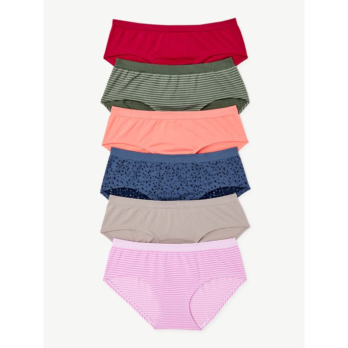 Joyspun Women's Seamless Hipster Panties, 6Pack, Sizes to 3XL