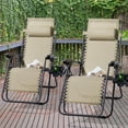 thumbnail image 2 of CHYVARY Set of 2 Oversized Zero Gravity Patio Reclining Lounge Chair with an Adjustable Headrest and Side Tray, Beige, 2 of 8