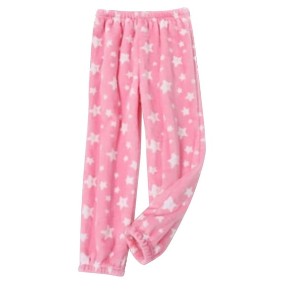 Hienoo Toddler Girls Flannel Pajama Pants Cozy Fuzzy Homewear Sweatpants Sleepwear Trousers