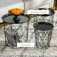 thumbnail image 4 of Black Nesting Coffee Tables - 3 Tier Round Side Tables with Storage Basket & Removable Tray for Living Room, Bedroom - Space-Saving Design, 4 of 7