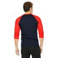thumbnail image 3 of Men's 3/4 Sleeve Crew Neck Baseball Shirt, Casual Dynamic Cotton Raglan T Shirts, Red/Black L, 1 Pack, 3 of 7