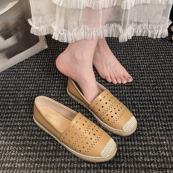 Crunowin Women's Low-Top Soft Sole Low-Cut Shoes, Fashionable Vintage Fairy Style Lightweight Casual Footwear Yellow 6.5