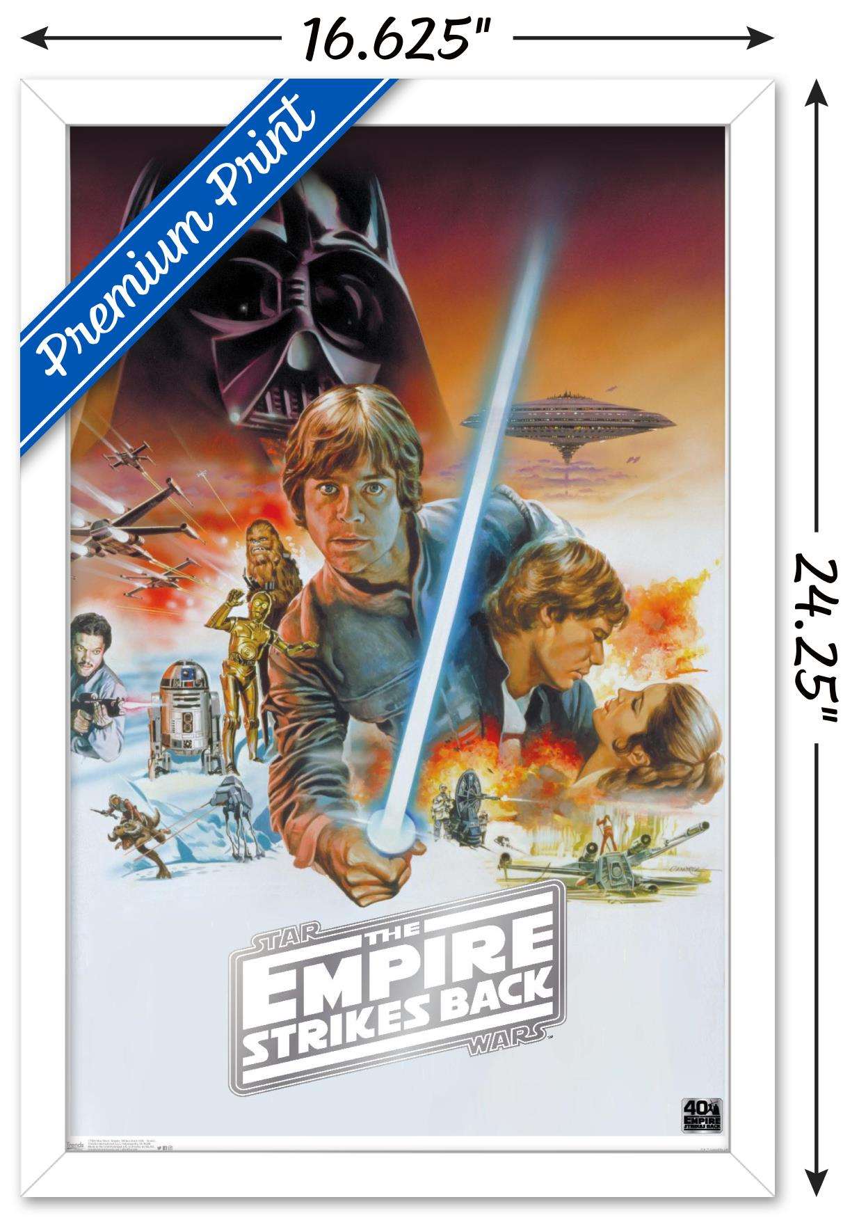Star Wars: The Empire Strikes Back 40th - Scenic Wall Poster, 14.725" x 22.375", Framed