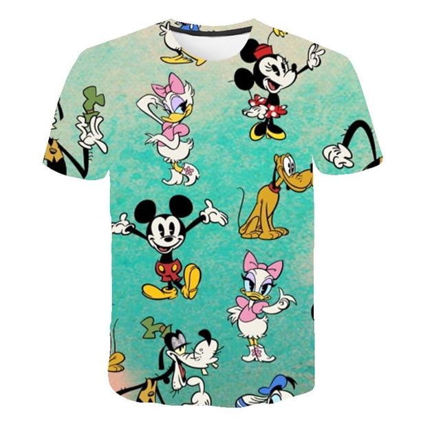 Camisetas de manga corta de verano para niños, camisetas de Mickey Mouse para niñas, camisetas para niños, camisetas de Mickey Mouse para niños de 1 a 14 años, camiseta 7T Gao Jinjia LED