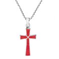 thumbnail image 1 of Minimalist Christian Cross Red Coral .925 Sterling Silver Necklace - 18 inch, 1 of 5