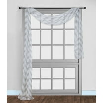 1PC C37 SCARF VALANCE SHEER VOILE ZIG ZAG GEOMETRIC TOPPER CHARCOAL/WHITE SEE THRU WINDOW KITCHEN, BATHROOM, RESTAURANT, ANY USE SIZE 36" WIDE X 216" LENGTH