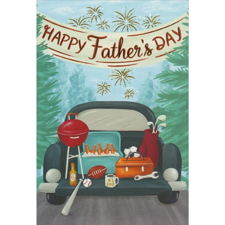 Pictura Vintage Truck Bed with Grill, Cooler, Golf Bag and Sports Equipment Father's Day Card