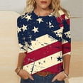 thumbnail image 2 of Miqool 4th of July Patriotic Shirts for Women, Casual Loose Crew Neck 3/4 Sleeve Tunic Tops Independence Day T-Shirts, 2 of 5