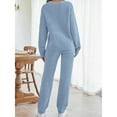thumbnail image 4 of GZWYHT Sets for Women Lounge Sets for Women Womens Fuzzy Fleece Long Sleeve 2 Piece Loungewear Outfits Sweater Pants Pajama Sets Two Piece Sets for Women Womens Pajama Sets Blue L, 4 of 8