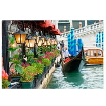 Northlight LED Lighted Floral Shop with Gondola Ride Canvas Wall Art - 11.75" x 15.75"