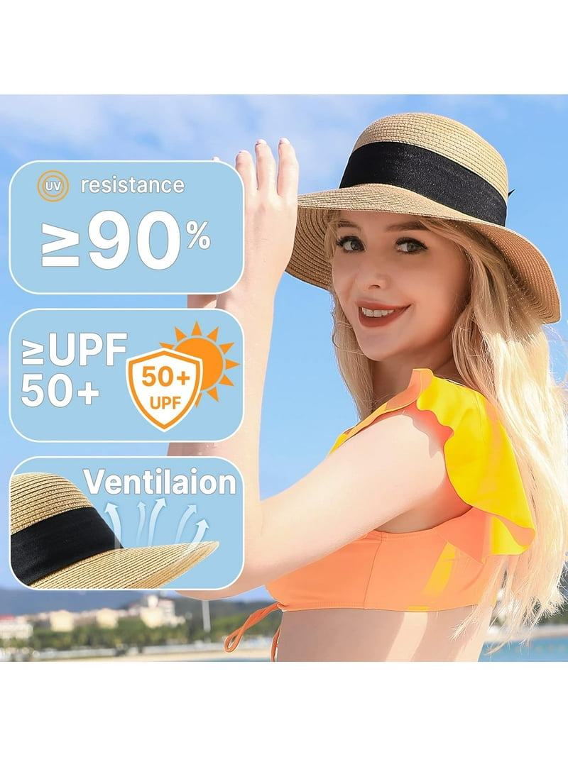 Beach Sun Hats for Women, Straw Hat for Women UPF 50+ UV Sun  display picture 1