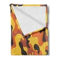 thumbnail image 2 of Camo Soft Flannel Fleece Blanket, Lively Colors Retro Style Camouflage Texture Modern Print Illustration, Cozy Plush for Indoor and Outdoor Use, 50" x 60", Yellow Orange Dried Rose, by Ambesonne, 2 of 5