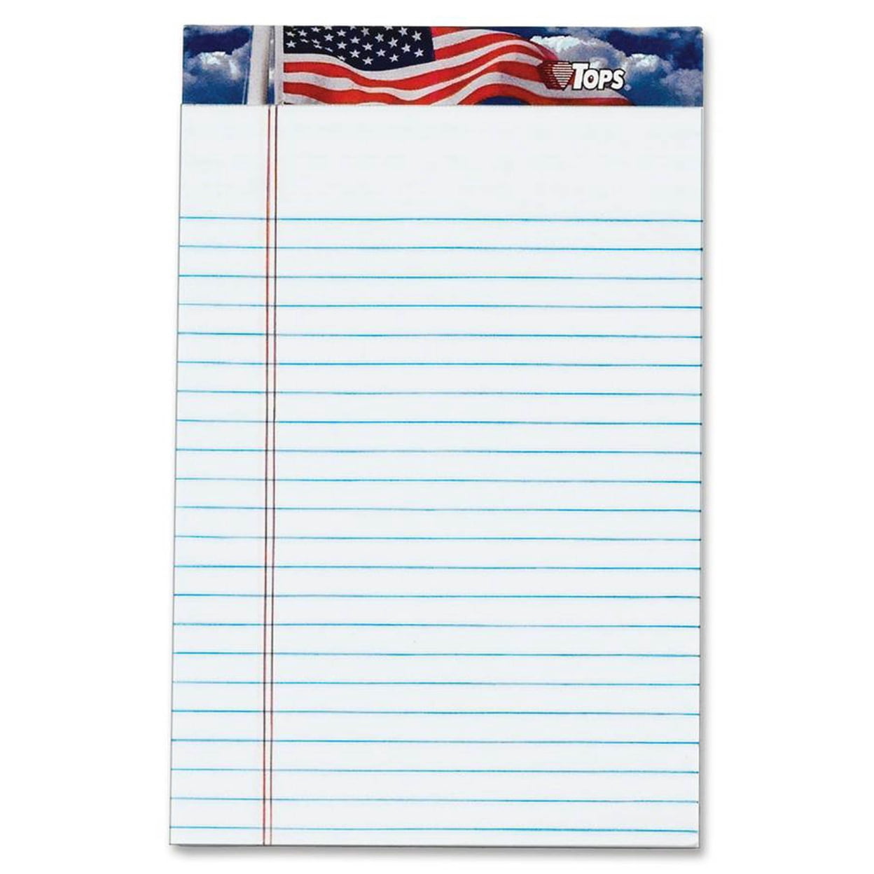 TOPS Pride Writing Tablet - 50 Sheets - Strip - 16 lb Basis Weight - Jr.Legal - 5" x 8" - 8" x 5" - White Paper