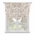 thumbnail image 2 of Pastoral Flowers Tie Up Curtain 63 Inches Long, Khaki Flower Farm Vintage Linen Texture Balloon Style Kitchen Window Curtain Over Sink, Small Window Rod Pocket Curtain 42"x63", 2 of 9