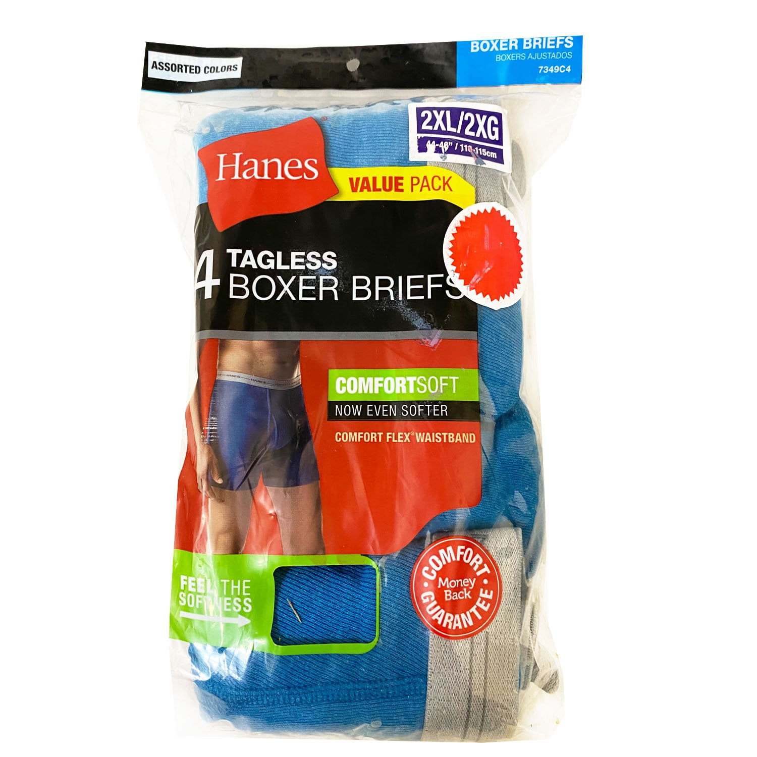 Hanes Hanes Men's Tagless Boxer Briefs 4 Pack Size (2XL/2XG