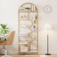 thumbnail image 1 of Yeshouse Librero arqueado de 6 niveles y 208 cm, diseño moderno con estructura metálica, para hogar u oficina, 1 of 8