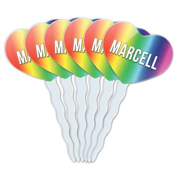 Marcell Heart Love Cupcake Picks Toppers - Set of 6