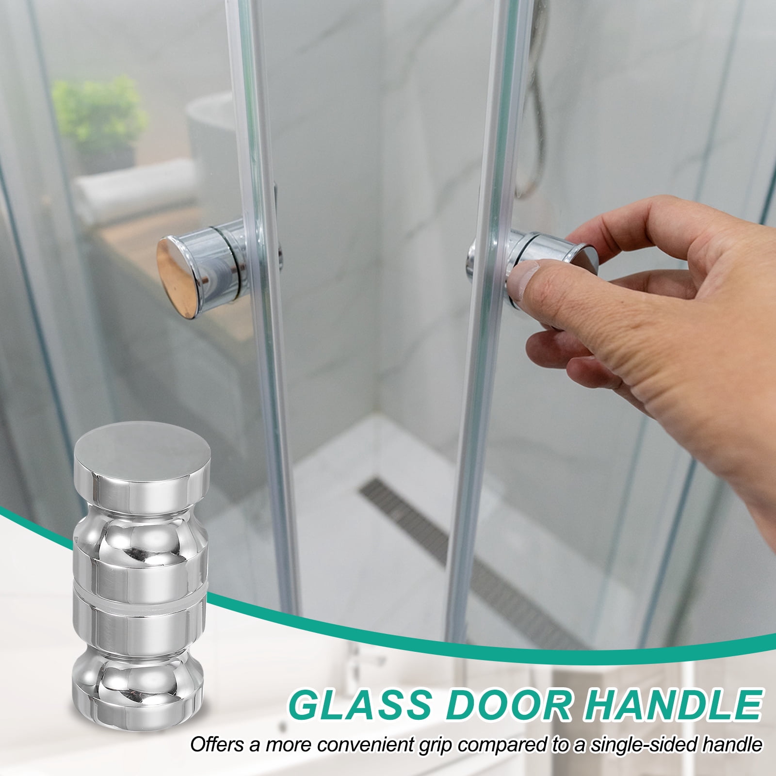 Uxcell Glass Shower Door Handle, Stainless Steel Back-to-Back Shower Door Knob for Bathroom and Sliding Doors Silver