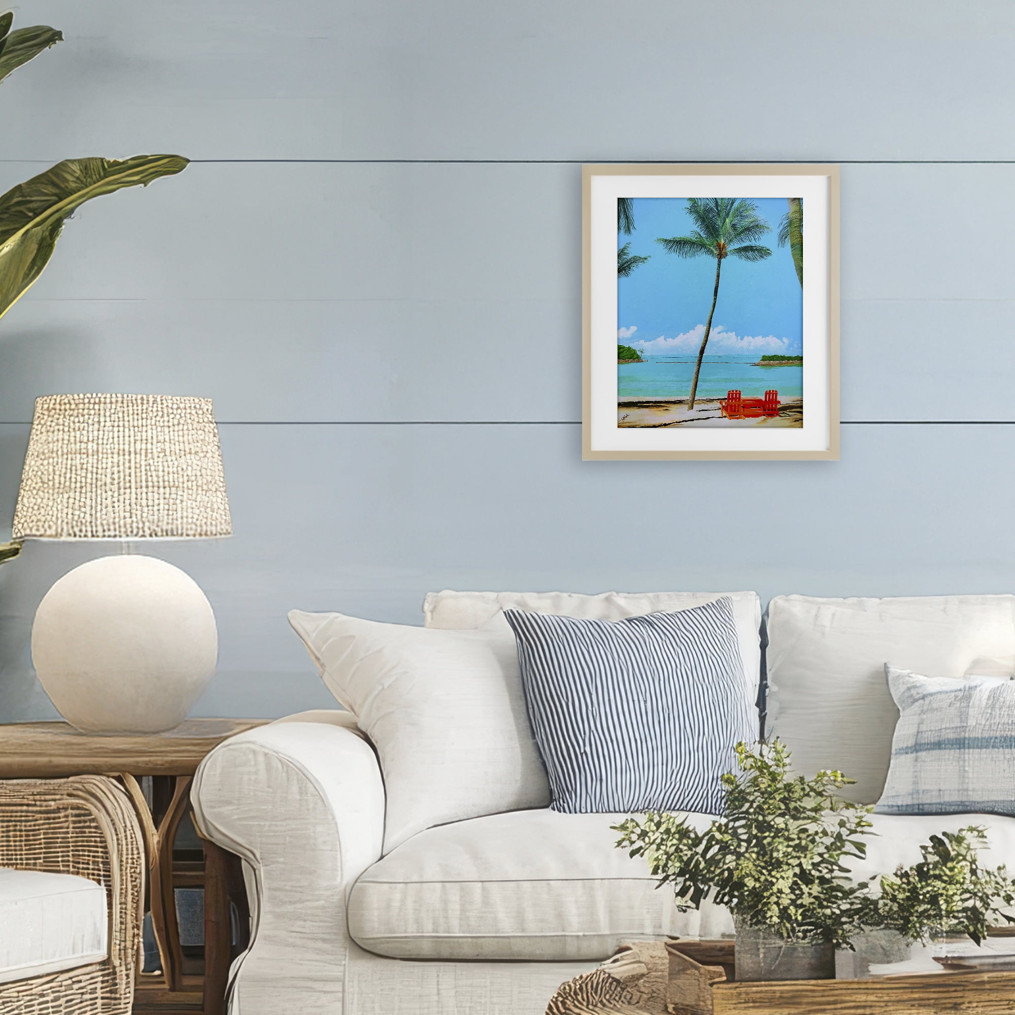 Stupell Industries Dreaming Of Palm Trees Birch Framed Print Under Glass, design by John Jaster