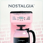 Nostalgia Retro Coffee Maker, 12-Cup Programmable Vintage Coffee Machine with Anti-Drip Carafe, Pink