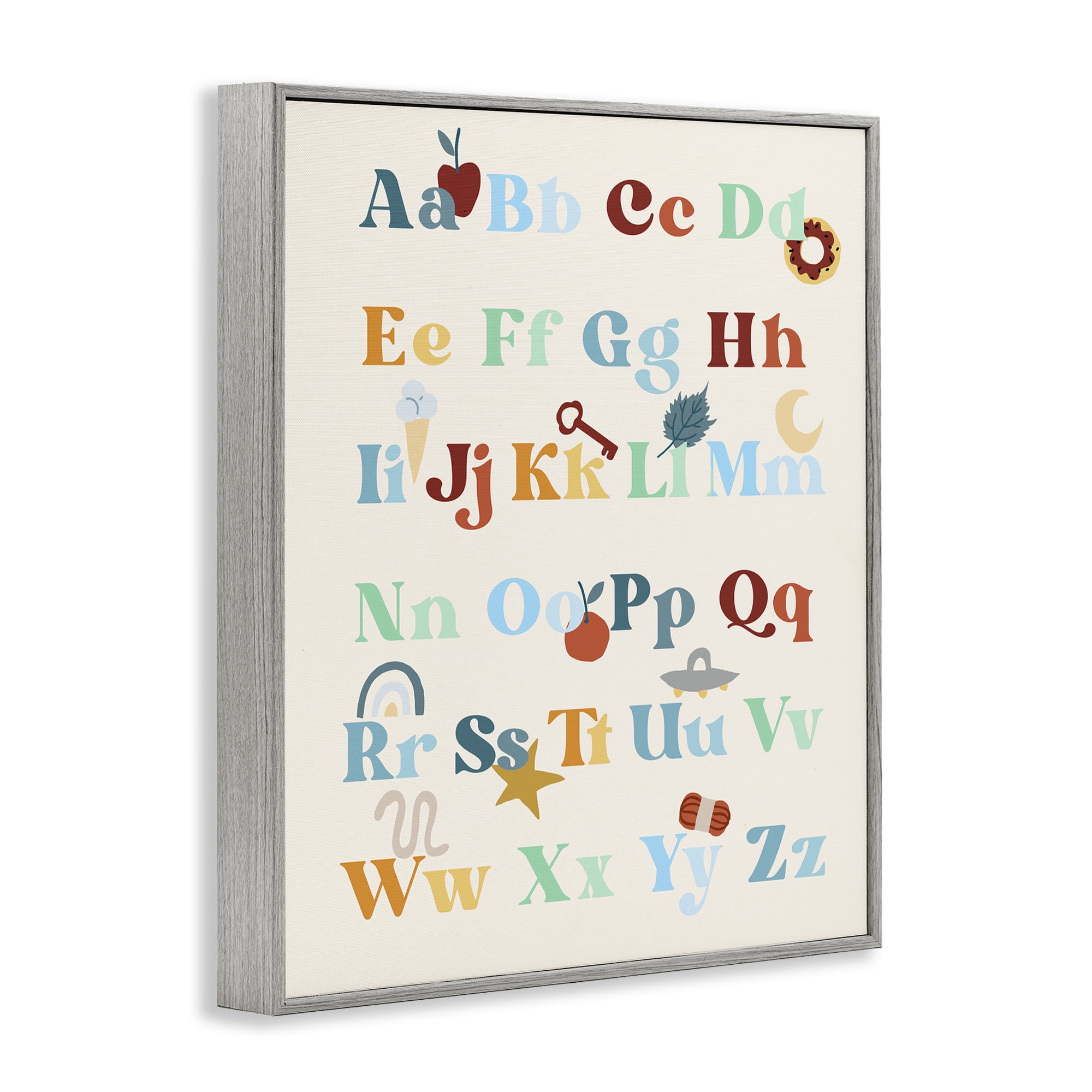 Stupell Industries Boy's Alphabet Chart Novelty Painting Gray Framed Art Print Wall Art, 11 x 14