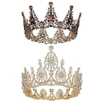 Crown for Women, Baroque Queen Crown - Crystal Tiara Headband for Wedding Pageant Prom Quinceanera Birthday Hair Accessories Christmas Gift, Gold