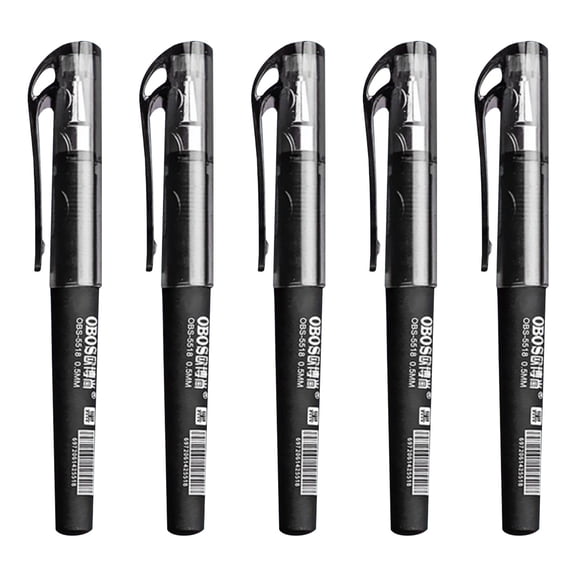 5 Pcs Mini Gel Pens, 0.5mm Fine Point, Black Ink, Pocket-Sized for Office & Travel (Black)